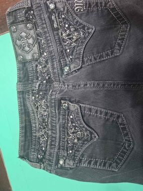 Miss Me Black Embellished Bootcut Jeans with Rhinestone Accents